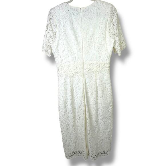 Lulus NWOT Devotion Off-White Eyelash Lace Sheer Cap Sleeve Midi Dress Medium - Picture 10 of 12